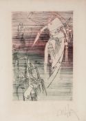 Wifredo Lam (1902-1982) - Commeue Catherdrale Bombardee etching with aquatint, 1965, signed in