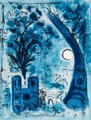 Marc Chagall (1887-1985) - Notre-Dame et la Tour Eiffel (M.285) lithograph printed in colours,
