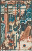 Lill Tschudi (1911-2004) - The Band at St. Marks Square (Not in C.L.T) linocut printed in colours,