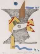 Sergio D`Angelo (B.1932) - Untitled etching with collage and watercolour, signed in pencil,
