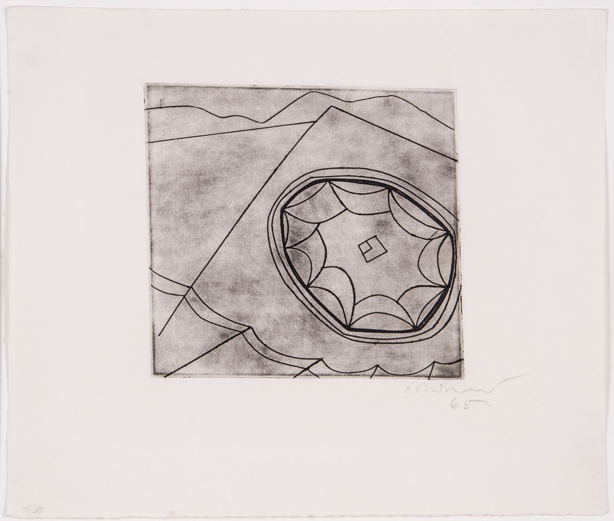 Ben Nicholson (1894-1982) - Olympic Fragment (C.118) etching printed with a delicate plate tone,