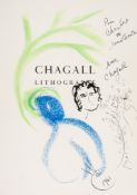 Marc Chagall (1887-1985) - Untitled pen and ink with blue and green crayon, signed and inscribed