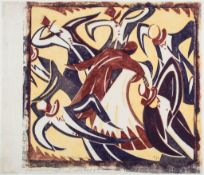 Lill Tschudi (1911-2004) - Dancers (C.L.T.55) linocut printed in colours, 1937, signed, titled,