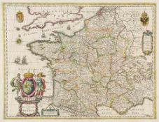 Blaeu (Willem) - Gallia - Le Royaume de France,  engraved map of France, decorative title cartouche