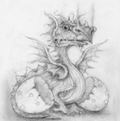 Anderson (Wayne) - The Dragon`s Egg, the preparatory pencil ddrawing for a dust jacket design,