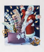 Todd (Justin) - The Twelve Days of Christmas,  original gauche image of Father Christmas with all