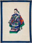 album of 12 fine drawings of court figures, gouache on rice paper album of 12 fine drawings of