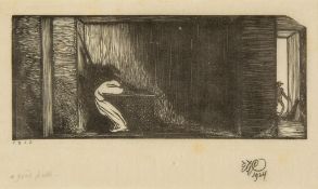 Craig (Edward Gordon) - Wood-engraving depicting a man entering a room occupied by a seated figure