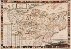 Harris (John) - A Map of the County of Kent, county map, bordered with 118 coats-of-arms, inset