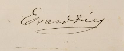 Cut signature, 51 x 121mm., n.d .; and 15 other pieces, including  (Edvard,  composer and pianist,