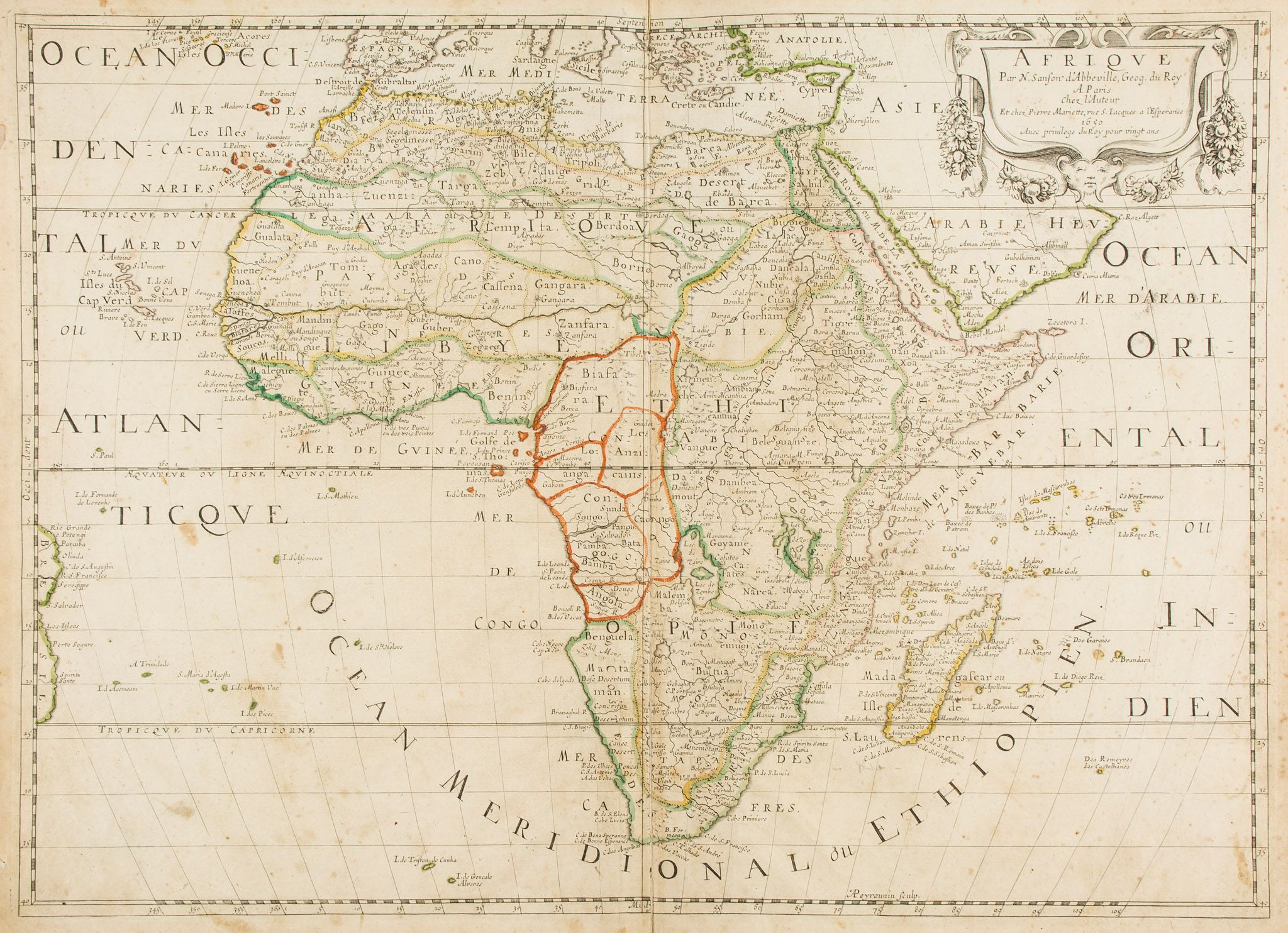 Sanson (Nicholas) - Afrique, map of Africa, showing Madagascar, and part of the east coast of