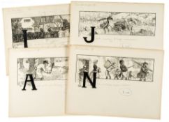 Adams (Frank) - Three Jolly Anglers,  original drawings for ""Three Jolly Anglers"", comprising 12