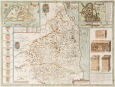 Northumberland.- Speed (John) - Northumberland, county map with inset plans of Berwick and