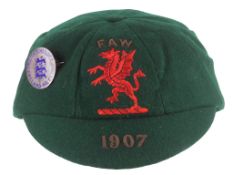 MEM A green Wales Schoolboys International cap, by Pilling, Briggs & Meredith MEM A green Wales