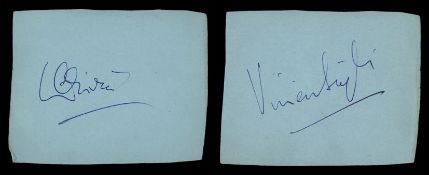 APS A pair of pale blue album pages, signed in blue ink by Vivien Leigh and... APS A pair of pale