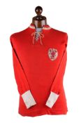 MEM Billy Jennings` Wales shirt 1914, the red jersey with white cuffs MEM Billy Jennings` Wales