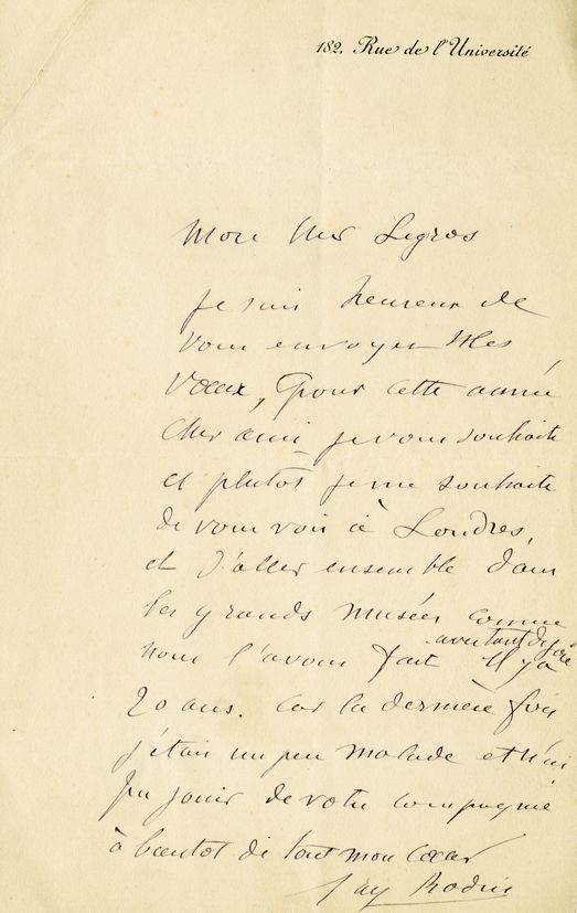 ALS A mounted 17 x 11cm letter, in French, written in pen on headed "182 ALS A mounted 17 x 11cm