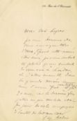 ALS A mounted 17 x 11cm letter, in French, written in pen on headed "182 ALS A mounted 17 x 11cm