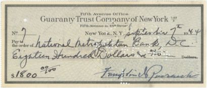 CHQ A Guaranty Trust Company of New York cheque for $1800 paid to the... CHQ A Guaranty Trust