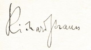 ANS A clipped signature in black ink on paper by Richard Strauss ANS A clipped signature in black