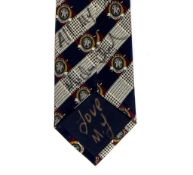 MEM A handmade silk tie by Rene Chagal signed by Michael Jackson above the... MEM A handmade silk