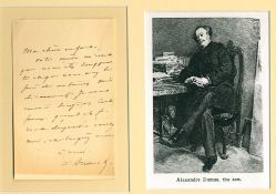 ALS A 15.5 x 9.9cm letter, in French, written in ink by Alexandre Dumas, fils ALS A 15.5 x 9.9cm