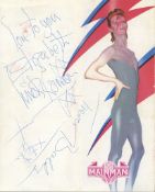 MEM A rare set of signatures from the 1973 "UK Tour II", signed by David Bowie MEM A rare set of