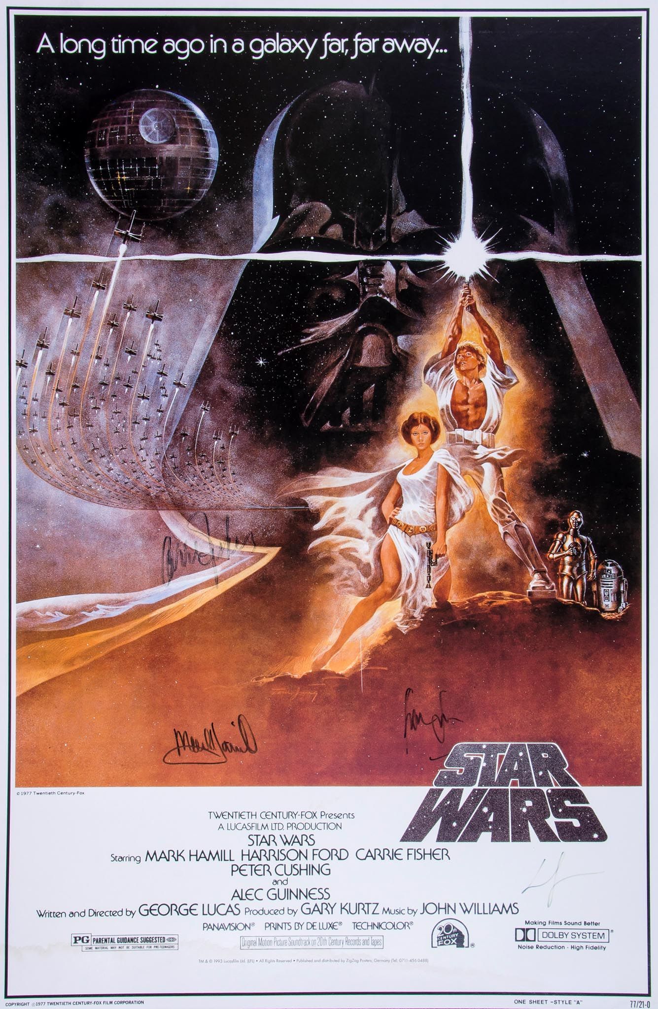 PSS Two signed reprint film posters from George Lucas`s long-running "Star Wars PSS Two signed