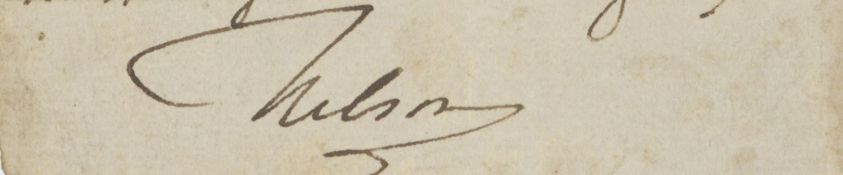 APS A clipped signature, "Nelson", c.1800. Overall size approx. 25 x 115mm APS A clipped