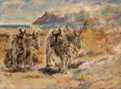 Dame Ethel Walker (1861-1951) - Donkeys on the Beach oil on board 10 1/8 x 13 3/8 in., 25.5 x 34