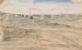 Anthony Gross (1905-1984) - "C" Track near Alamein, 1942 pen, ink and watercolour on paper, titled