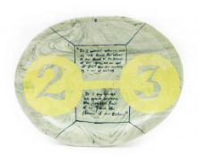 Grayson Perry (b. 1960) - Untitled (Plate), c.1984 glazed earthenware 11 x 14 1/2 x 1 1/2 in., 28