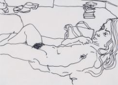 Barry Flanagan (1941-2009) - Figure I (Sue Reclining), 1967/68 marker pen on paper, 10 x 13 1/2 in.,