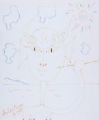 Jean Cocteau (1889-1963) - Faune Flutiste, 1959 coloured chalks with felt tip pen on paper, signed