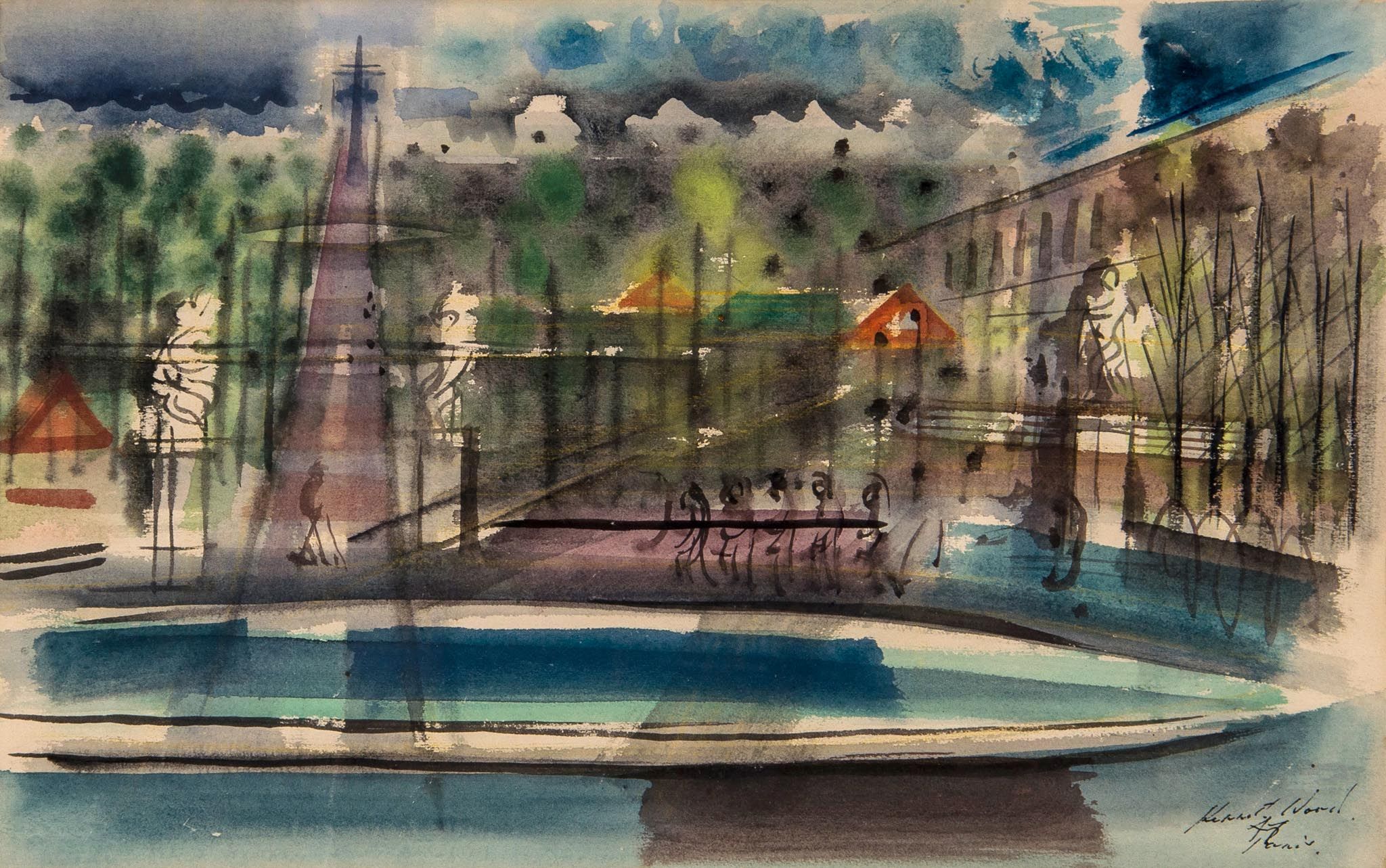 Kenneth Wood (b.1921) - Two Views in Paris, 1947 two watercolours on paper, entitled `Paris