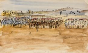 Anthony Gross (1905-1984) - Prize Squadron on Parade, 1942 pen, ink and watercolour on paper, titled
