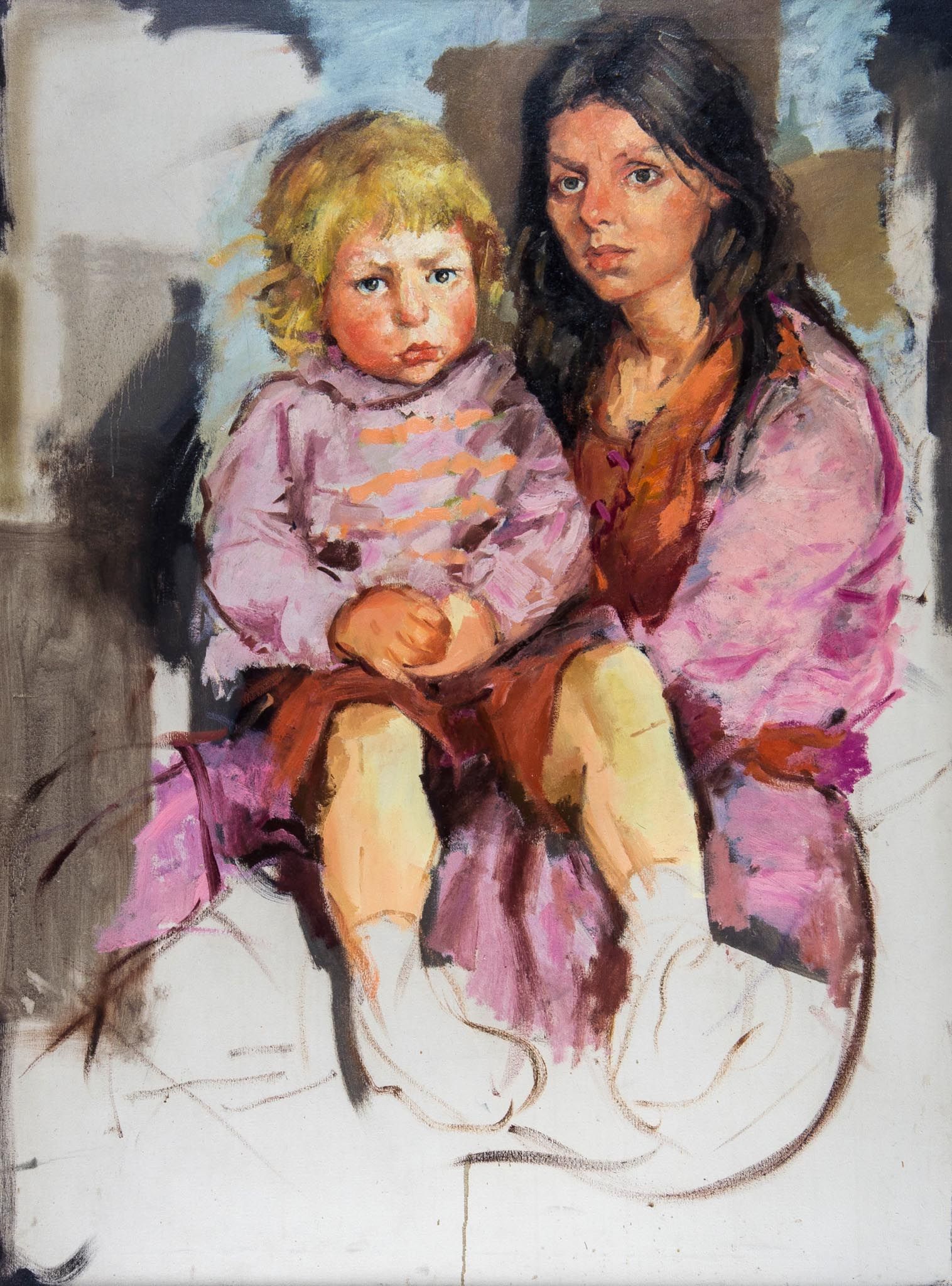 Robert Lenkiewicz (1941-2002) - Reuben and Monica oil on canvas, executed circa 1972 48 x 36 in.,