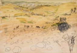 Anthony Gross (1905-1984) - R.E. Camp near Jerusalem, 1942 pen, ink and watercolour on paper, titled