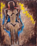 Josef Herman (1911-2000) - Seated Nude, 1990 oil on board, signed on the reverse 23 3/4 x 19 1/8