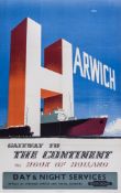 Anonymous - Harwich, Day & Night Service, British Railways. Poster  lithograph in colours, backed on