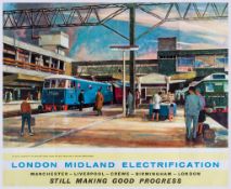 Greene - London Midland Electrification. British Railways. Poster  offset lithograph in colours,