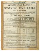 Metropolitan Railway.- - Working Time Table No. 1 [ &  2] Section, 2 works in 1 vol.,   some
