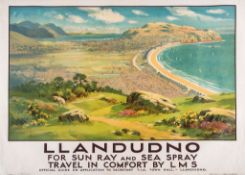 Williams (Warren, 1863-1918) - Llandudno, LMS. Poster  lithograph in colours, backed on linen, 40
