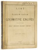 Great Western Railway Company. - List of Narrow Gauge Locomotive Tenders belonging to the Great