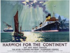 Mason (Frank H. 1878-1965) - Harwich for the Continent, LNER. Poster  lithograph in colours,