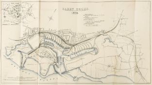 Barry Docks & Railways. - Description of Undertaking,  large folding map in blue and black, original