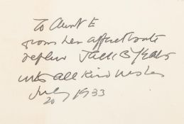 Yeats (Jack B.) - Sailing Sailing Swiftly,  signed presentation copy "To Aunt E from her