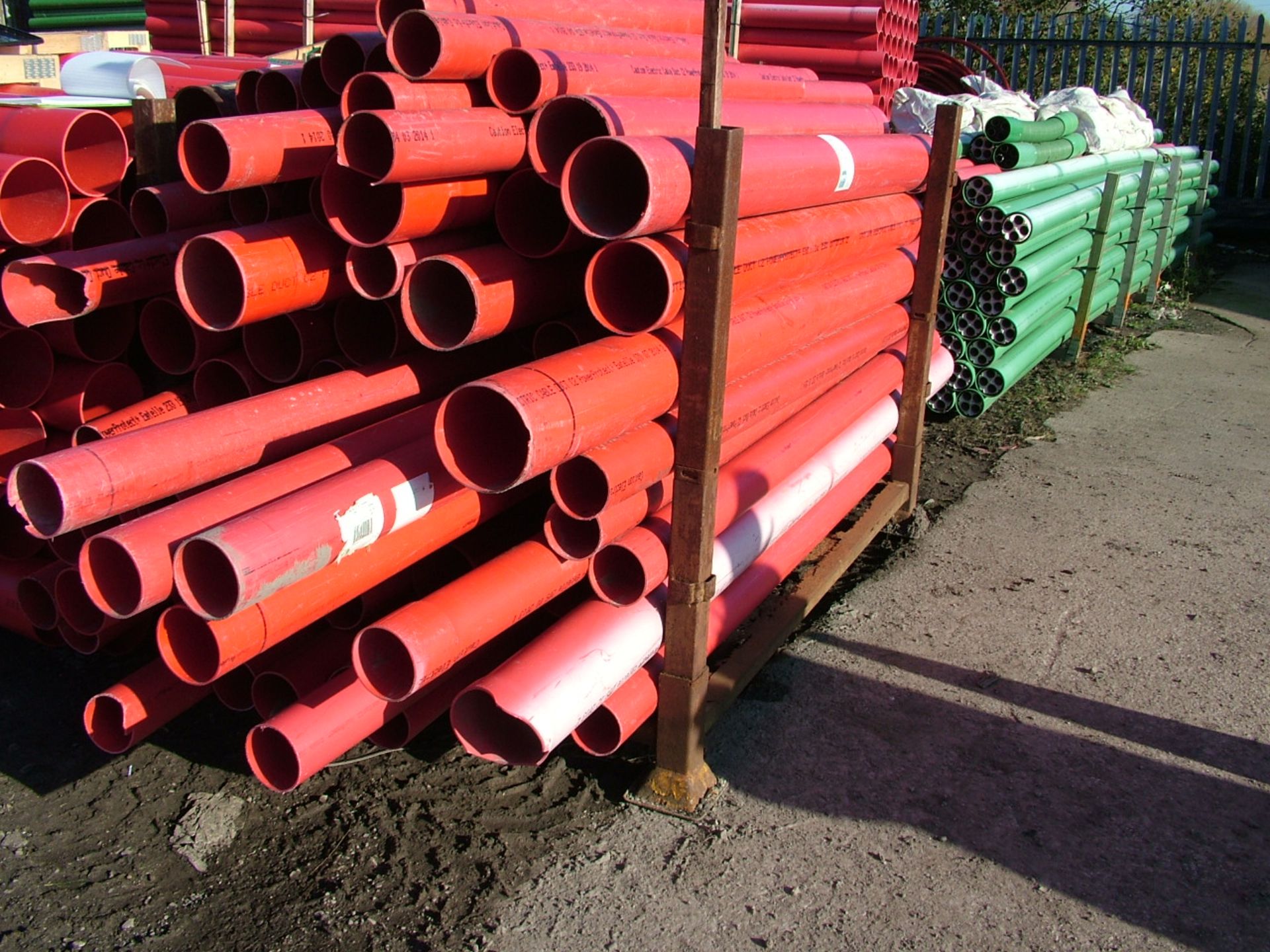 100mm & 150mm Plastic Electric Cable Ducting in assorted lengths as lotted in stillage.