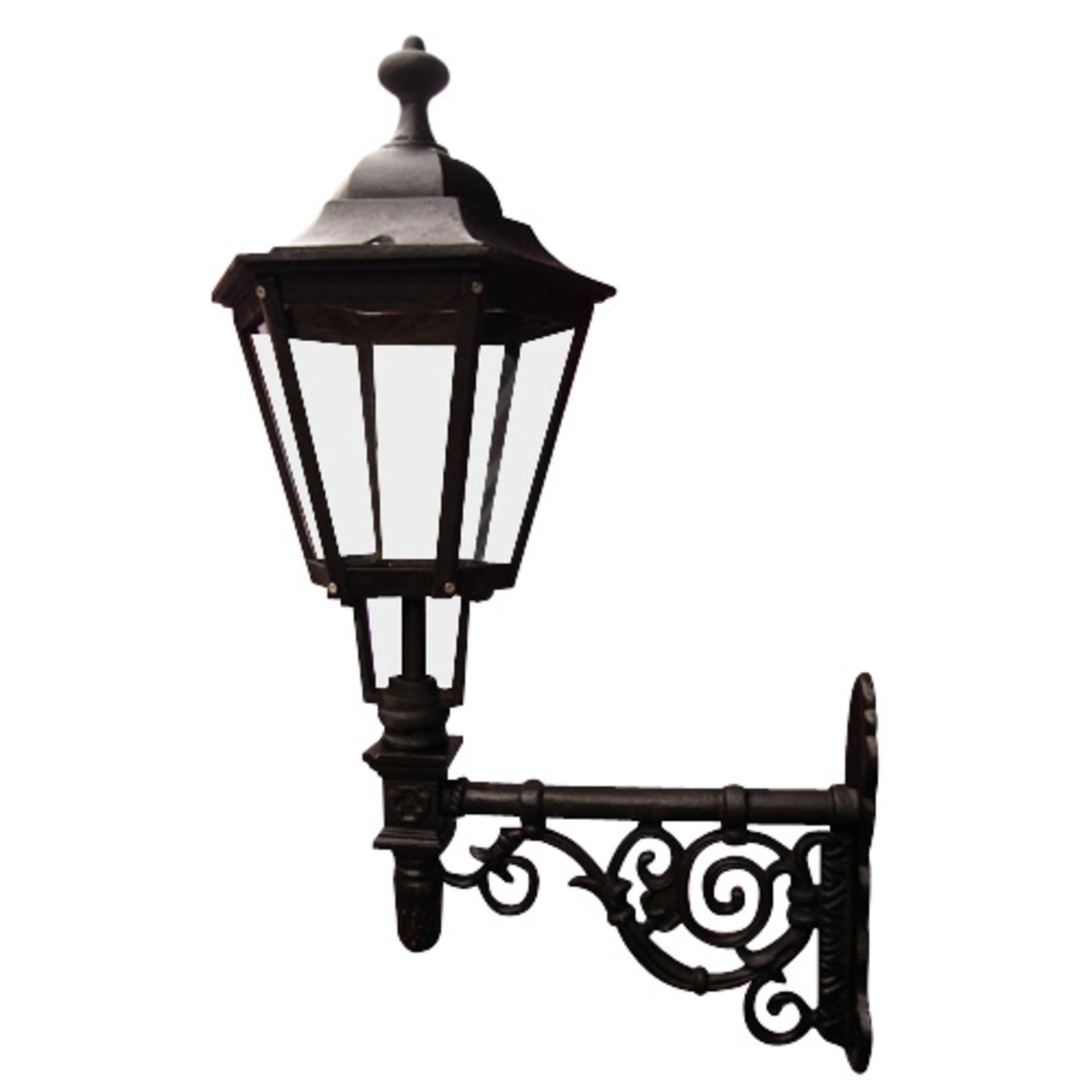 CAST IRON WALL LANTERN ON CAST IRON BRACKET