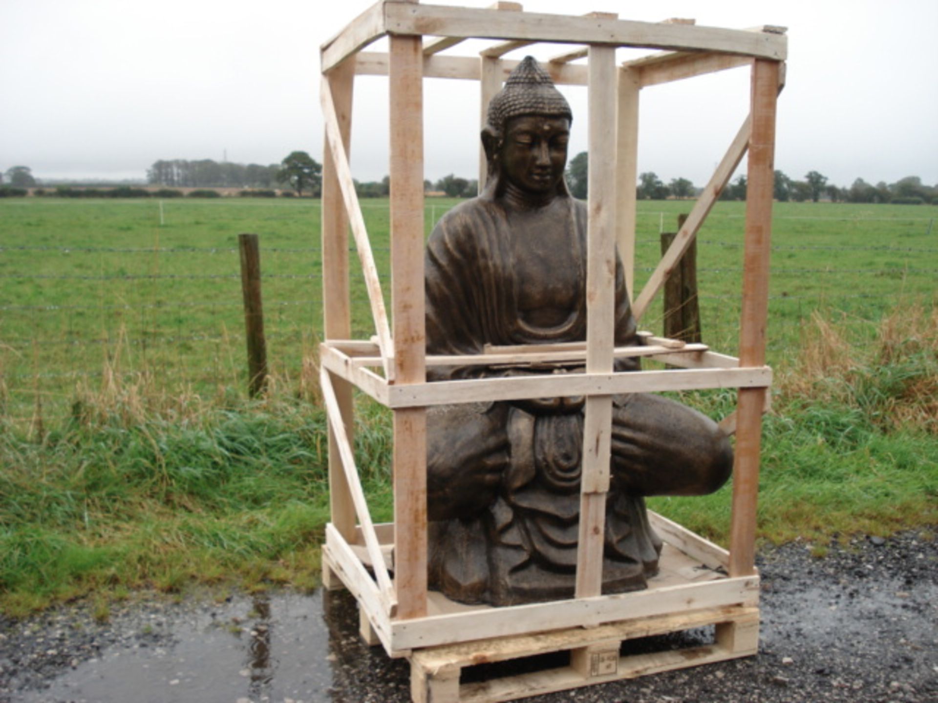 MASSIVE CRATED BUDDHA FINISHED IN BRONZE